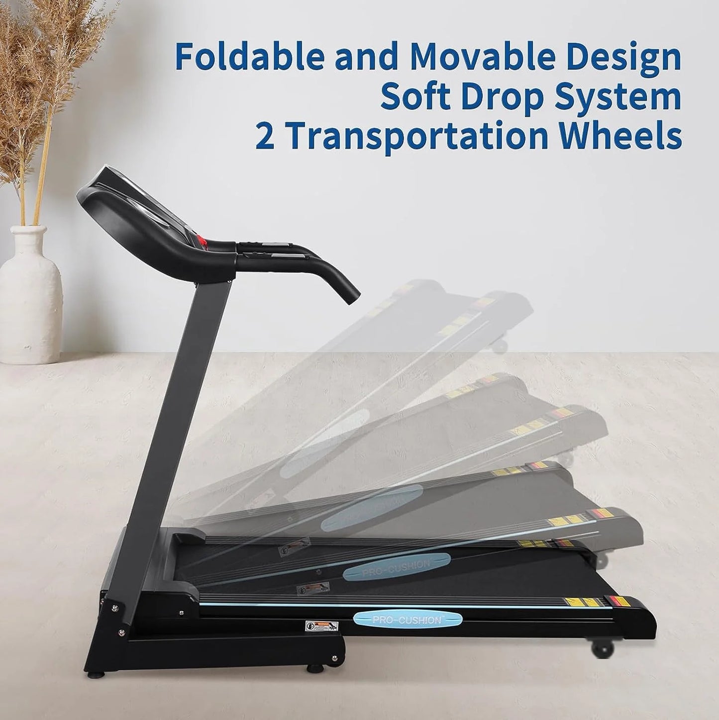 Treadmill with Auto Incline Folding Treadmill 12Level Incline 2.5 Horse Power 15 Preset for Home Use 8.5 Mph Range