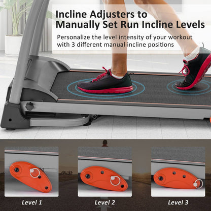 Home Use Easy Folding Treadmill, 1.5HP Electric Running, Jogging Walking Machine