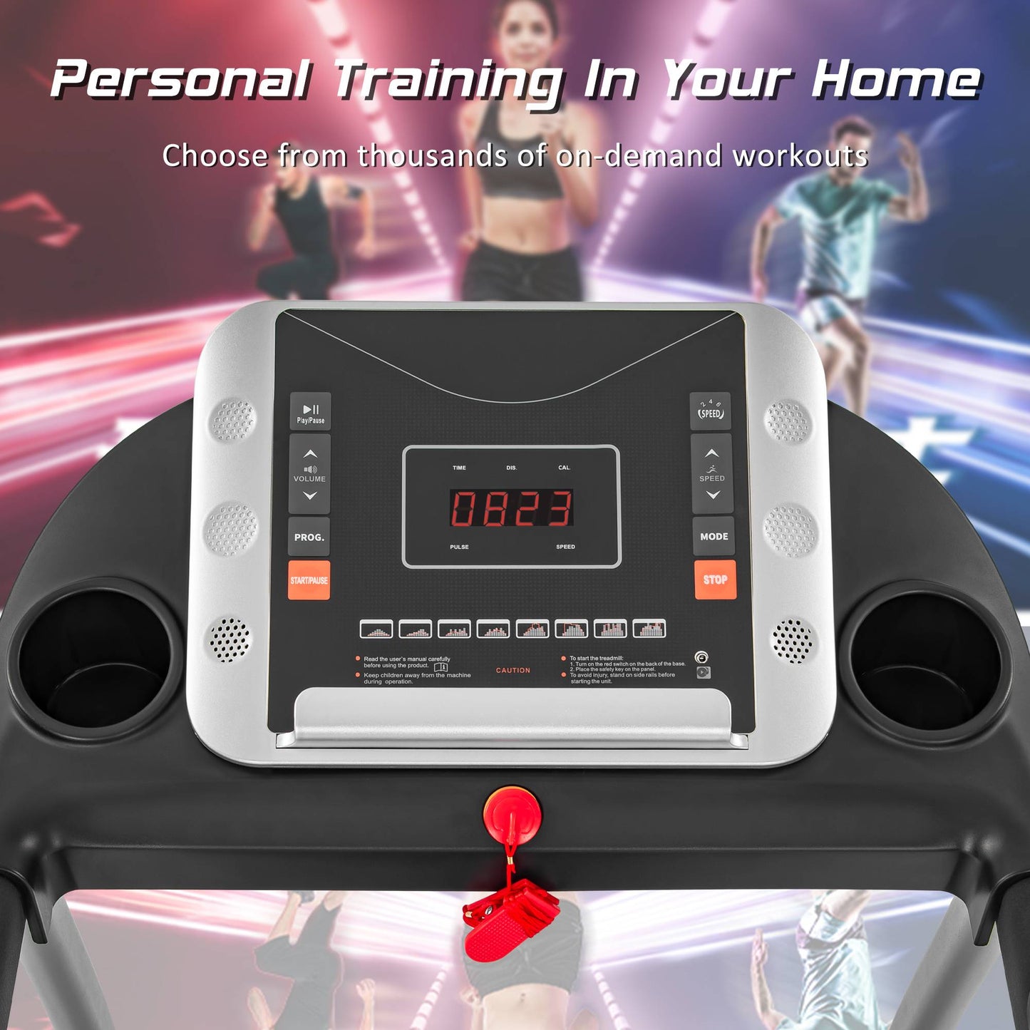 Home Use Easy Folding Treadmill, 1.5HP Electric Running, Jogging Walking Machine