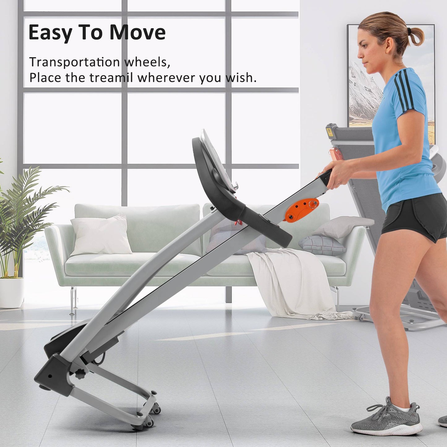 Home Use Easy Folding Treadmill, 1.5HP Electric Running, Jogging Walking Machine