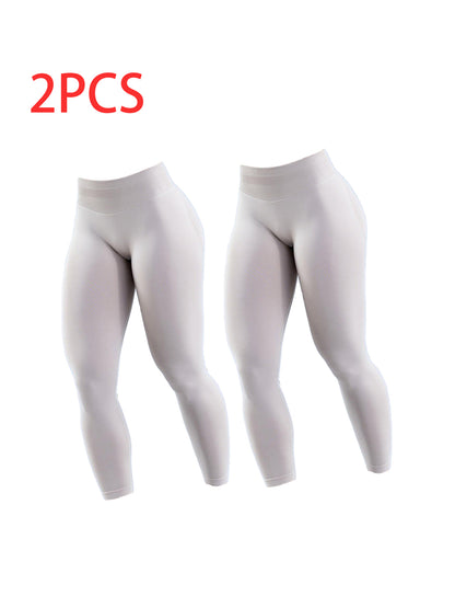 2pack Solid-color Yoga Exercise Leggings