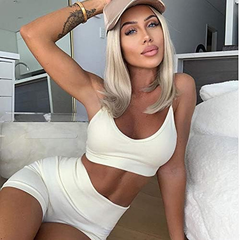 Women Seamless Yoga Set 2 Piece Workout Sport Bra with High Waist Shorts Legging Outfit Tracksuit.