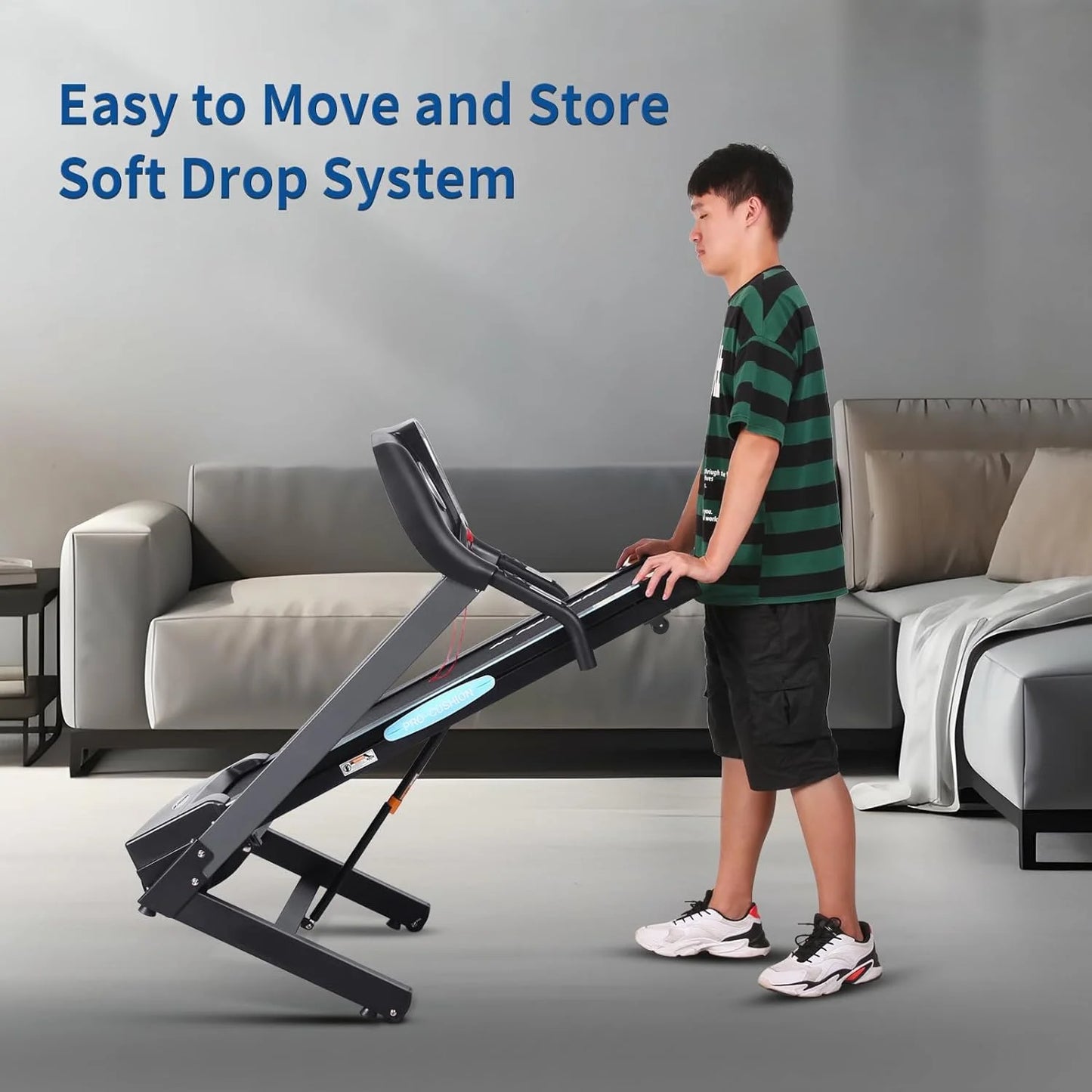 Treadmill with Auto Incline Folding Treadmill 12Level Incline 2.5 Horse Power 15 Preset for Home Use 8.5 Mph Range